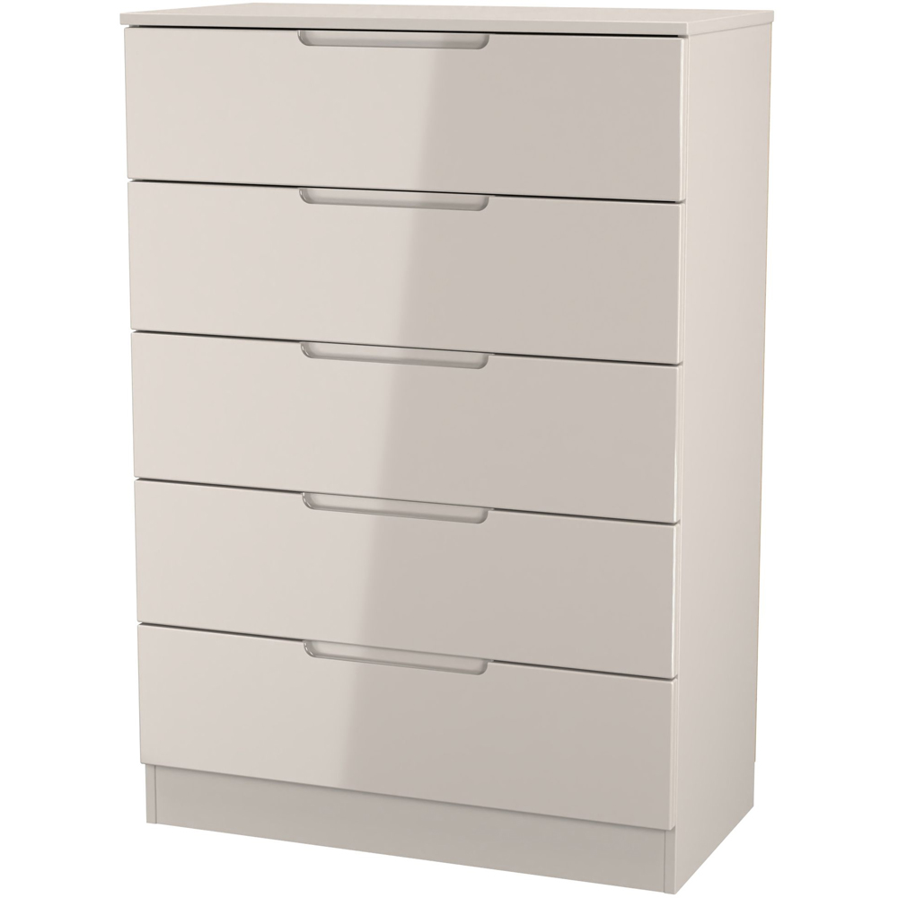 Crowndale Milan 5 Drawer Kashmir Gloss and Kashmir Chest of Drawers Ready Assembled Image 2