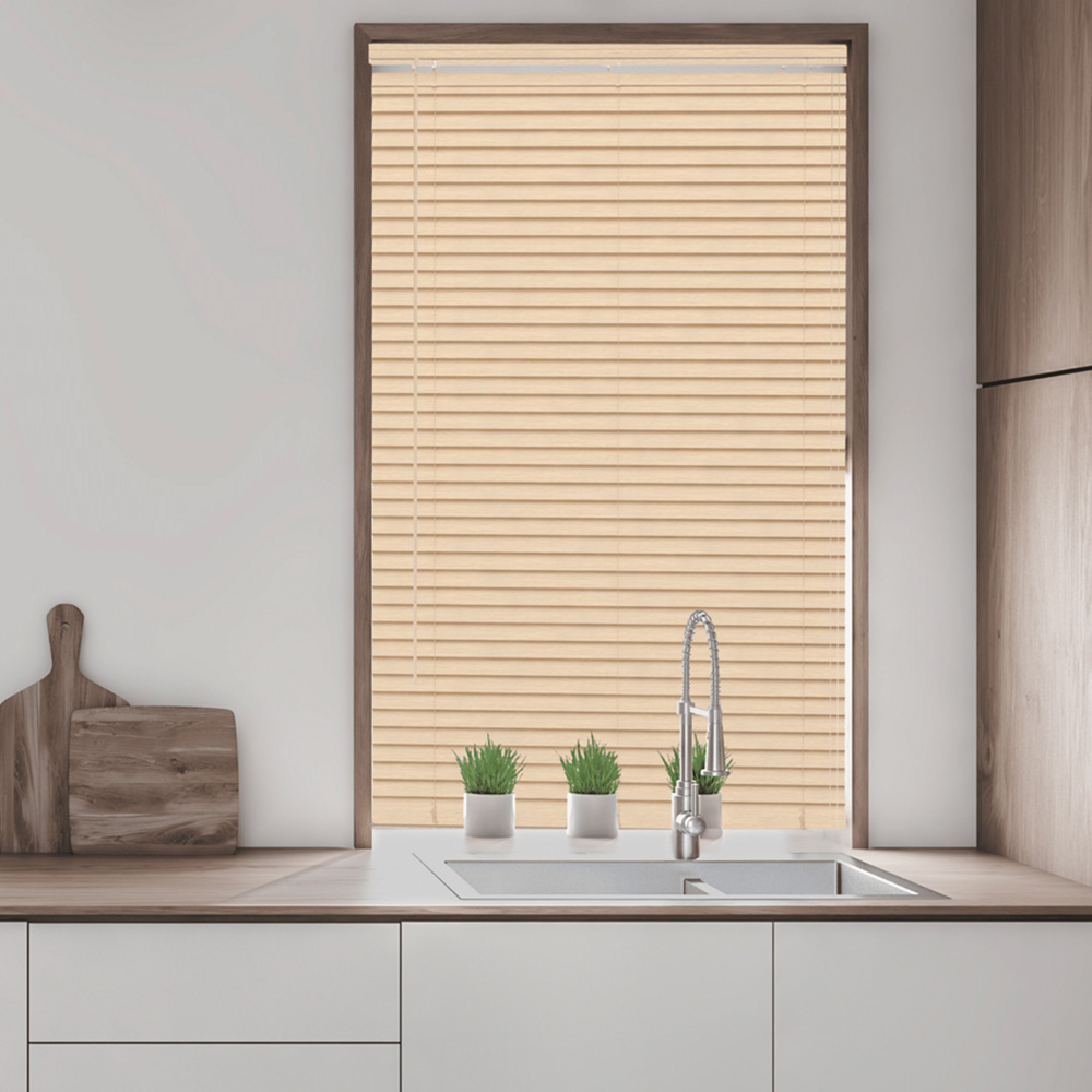 Caecus Wood Grain Effect PVC Long Drop Venetian Blind Natural 135 x 210cm Image 2