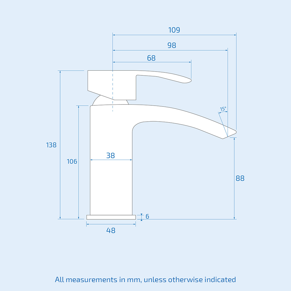 Nes Home Nexa Waterfall Single Lever Cloakroom Basin Mono Mixer Tap with Waste Image 3