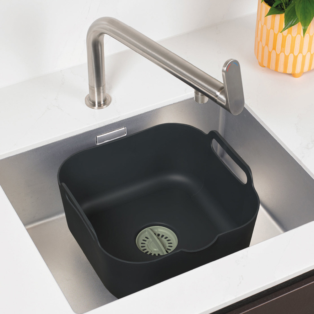 ReBorn Charcoal Grey and Sage Green Deep Washing Up Bowl with Handles 9L Image 2