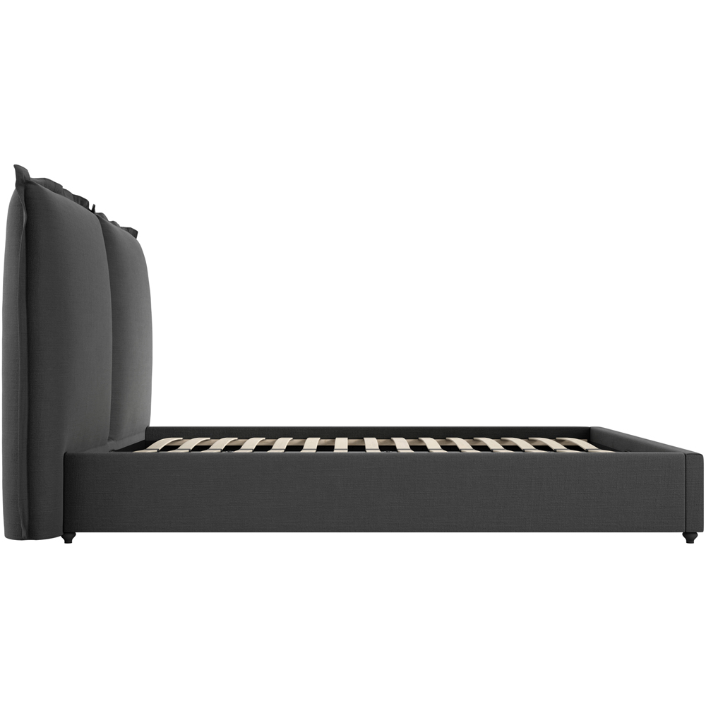 LPD Home Sunday Deep Grey King Size Linen Blend Fabric Bed with Pillow-Style Headboard Image 4
