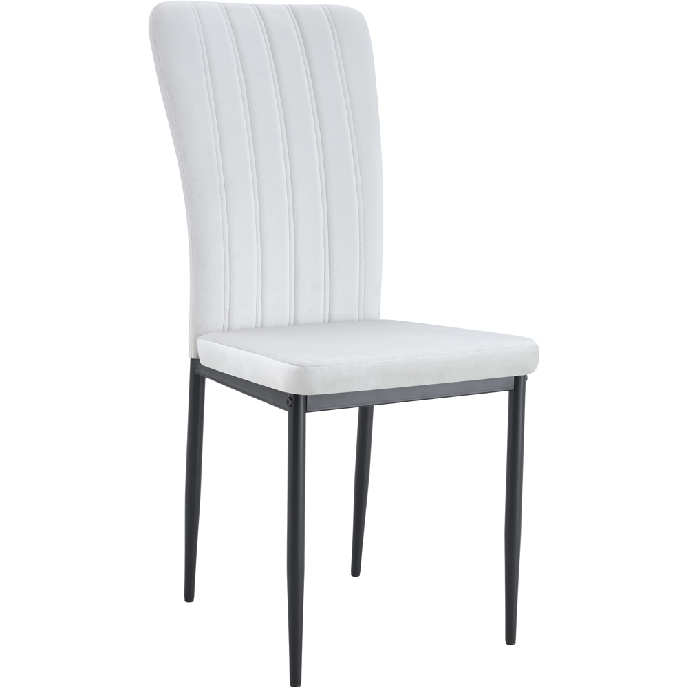 Elle Set of 4 Beige Velvet Effect Plush Padded Upholstered Dining Chair Image 2