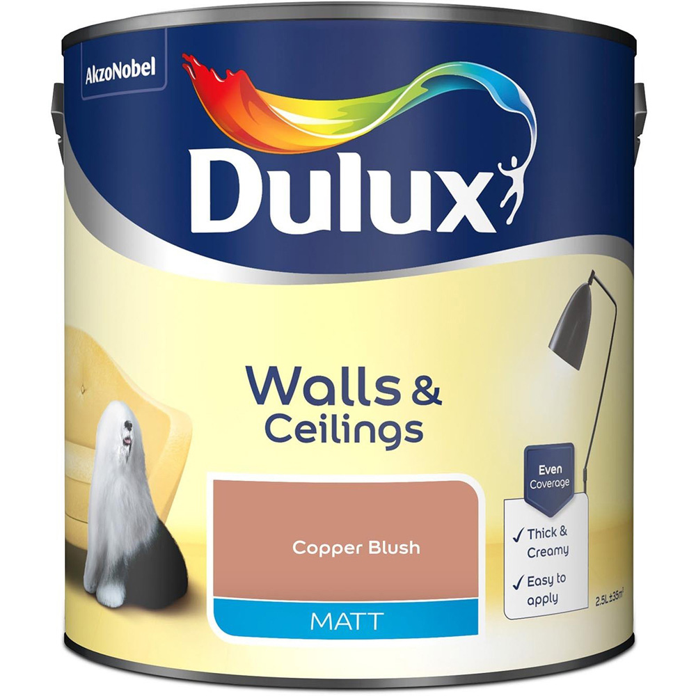Dulux Walls & Ceilings Copper Blush Matt Emulsion Paint 2.5L Image 2