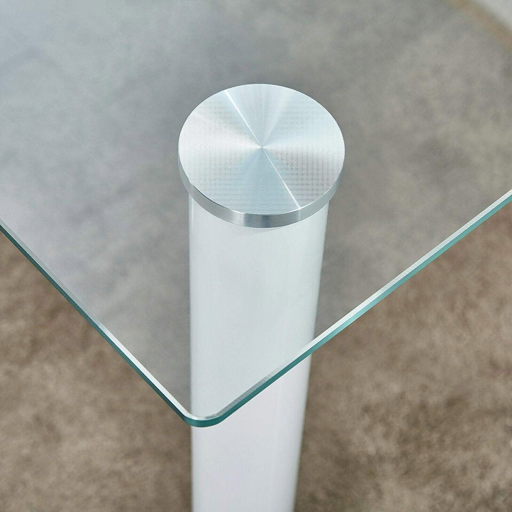 Kosy Koala 4 Seater Clear Glass Dining Table with Metal Legs White Image 2