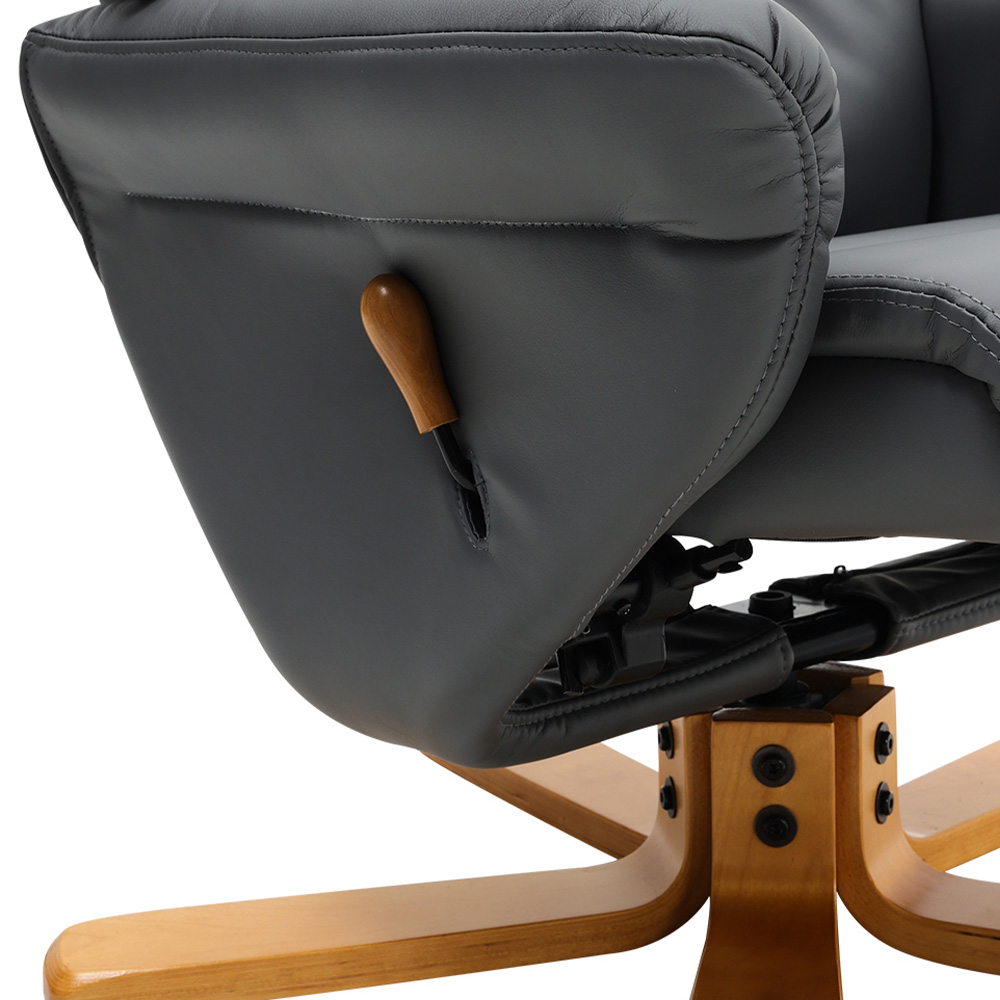 Living and Home Dark Grey Linen Duck Foot Base Swivel Recliner with Ottoman Image 7