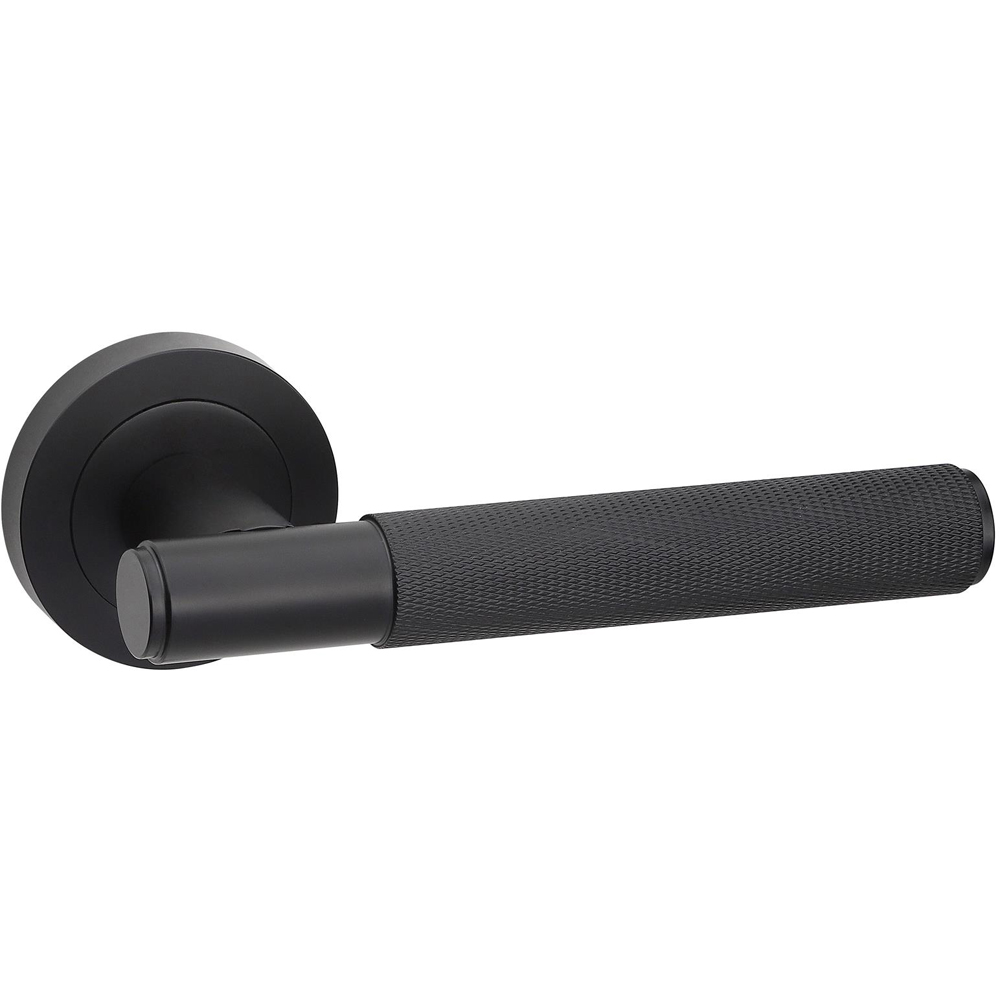 Golden Grace Knurled T-Bar Matt Black Door Handles Euro Lock Key and Barrel Set 70mm Image 3