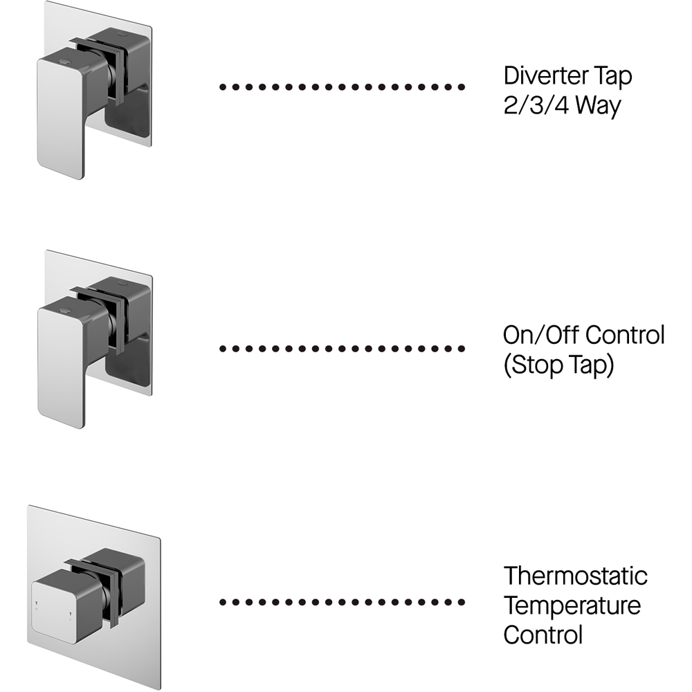 nuie Windon Chrome 3 Outlet Bundle with Stop Tap and Diverter Image 3