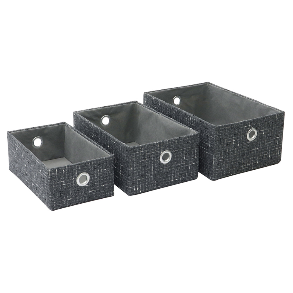 JVL Shadow Rectangular Fabric Storage Baskets 3 Pack Image 3