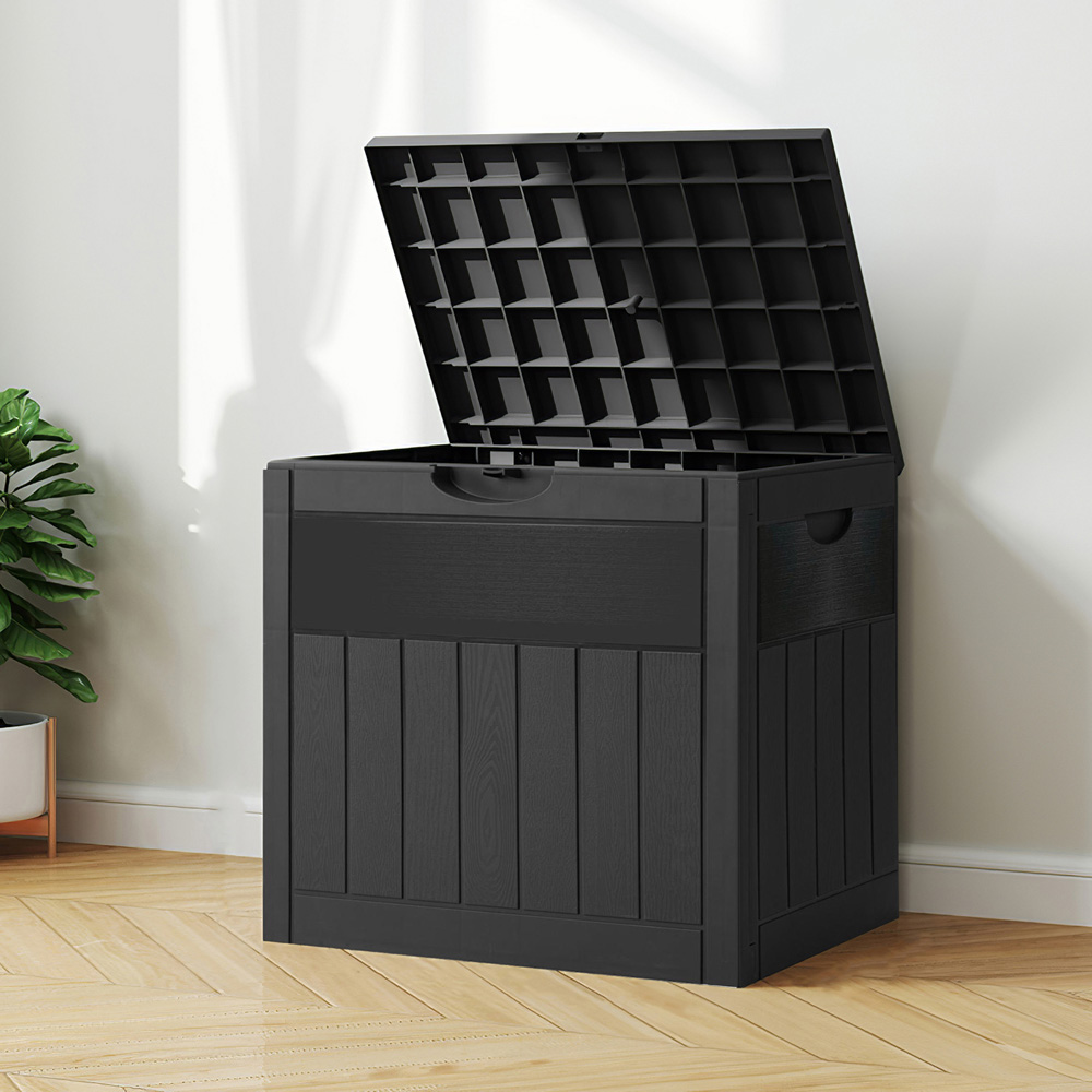 Living and Home Black Waterproof Wood-Grain Texture Storage Box 126L Image 7