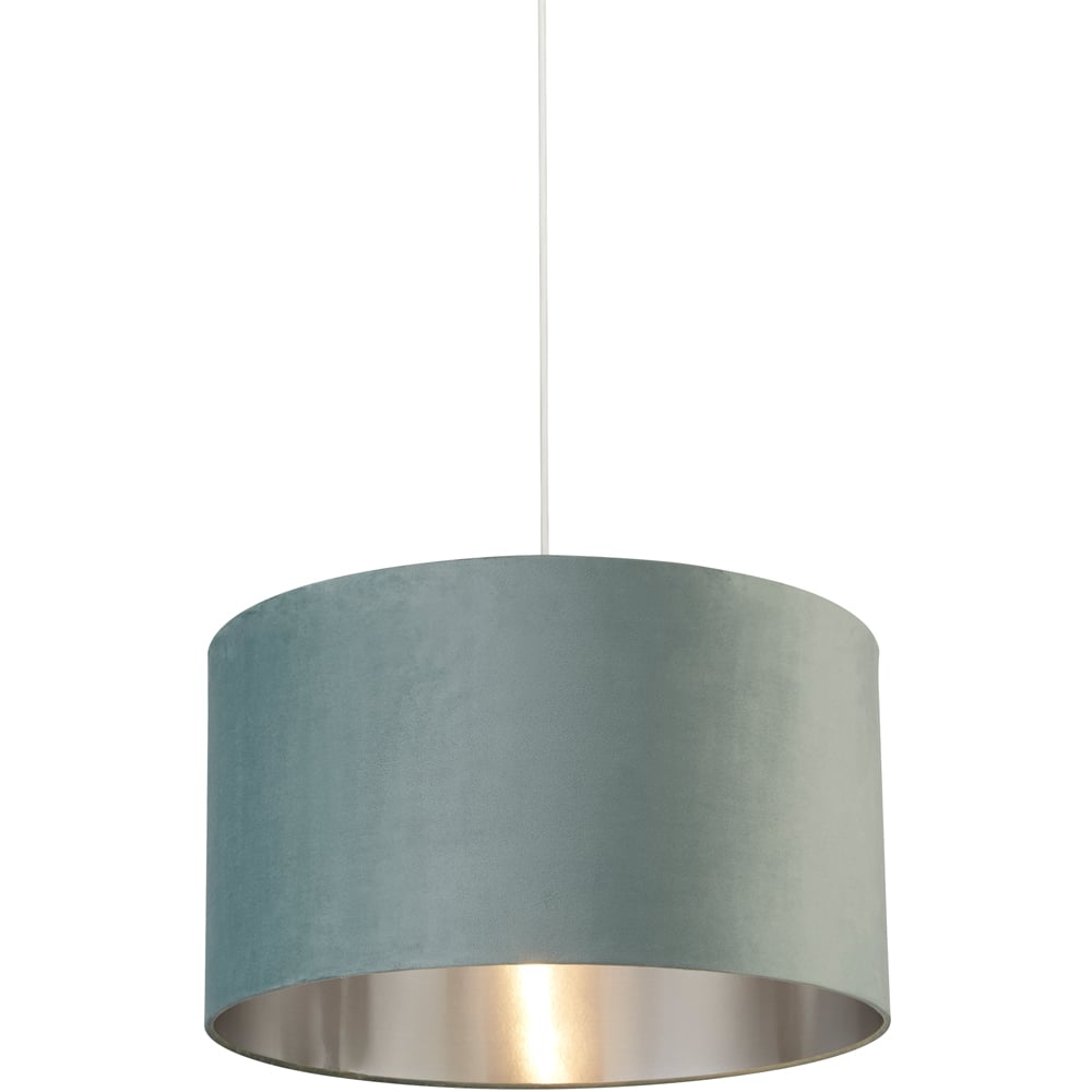 Lighting Collection Sage Green Silver Inner Velvet Drum Shade 50cm Image 3