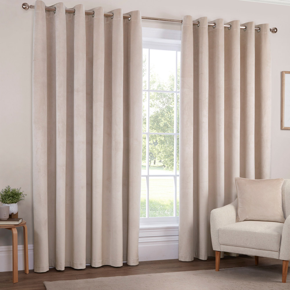 Vermont Velvet Blackout Curtain Natural 229 x 168cm Image 2