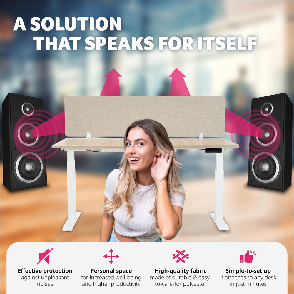 tectake Noisy Beige Plastic Desk Divider 130 x 40cm Image 6