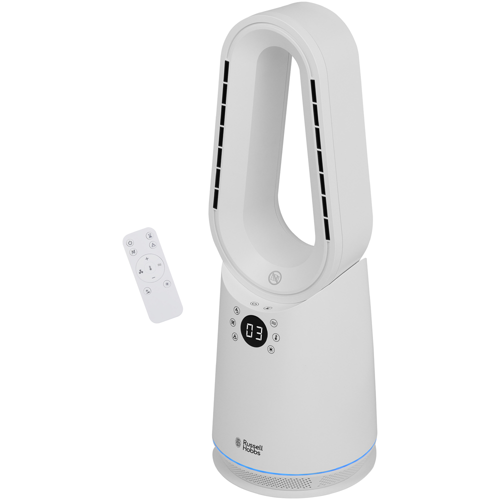 Russell Hobbs White Oscillating Bladeless Heat and Cool Fan with Remote Image 2