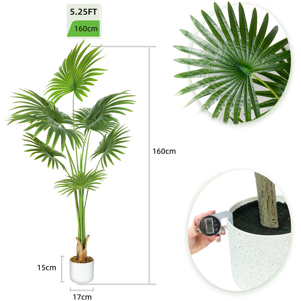 Fan Palm Tree Indoor Artificial Plant 160cm Image 7