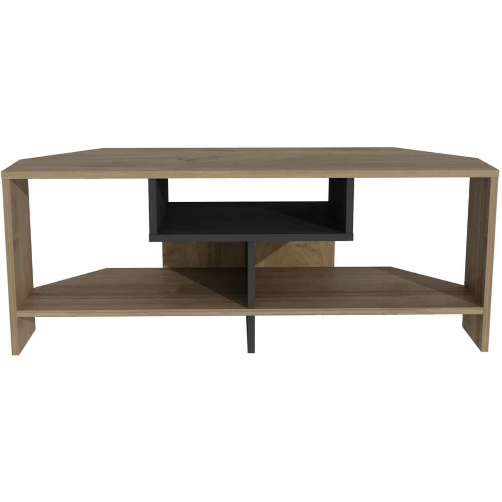 Decorotika Maldives 3 Shelf Walnut and Black Corner TV Unit Image 2