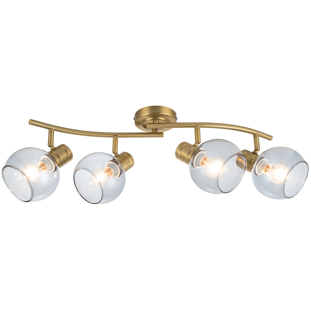 Cosylyte Hilston 4 Light Smoky Glass Shade Gold Wavy Bar Spotlight with Metal Base Image 3