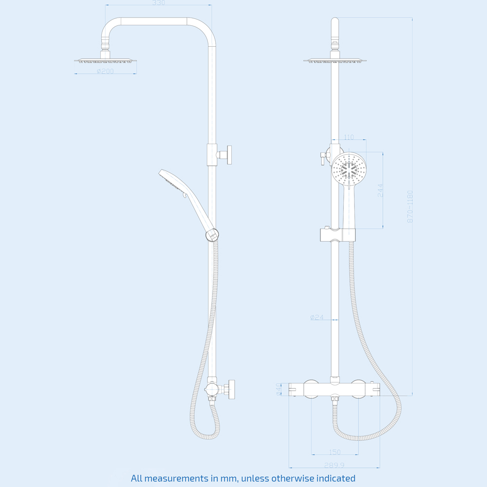 Nes Home Chrome Round Exposed Thermostatic Mixer Shower Set Image 5