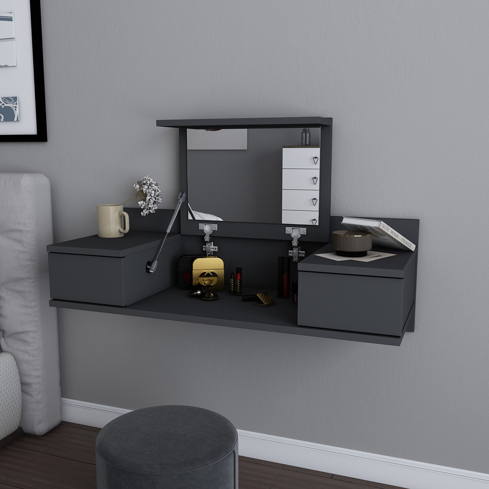 Decorotika Zenn 2 Drawer Anthracite Floating Vanity Table Image 7