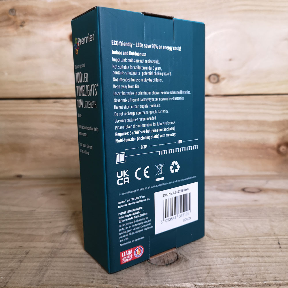 Premier TimeLights 100 Cool White LED Multi-Function Christmas String Light 10m Image 5