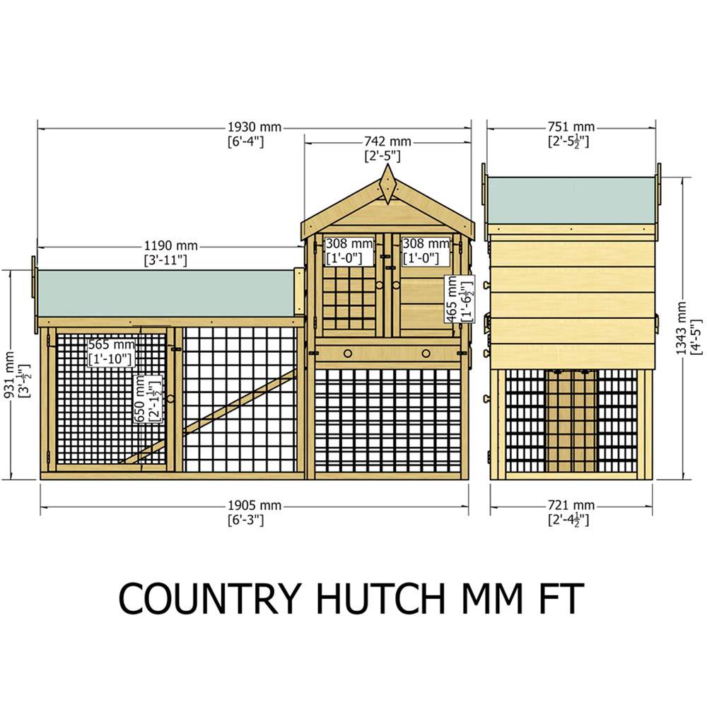 Shire 6 x 3ft Shiplap Country Hutch Image 3