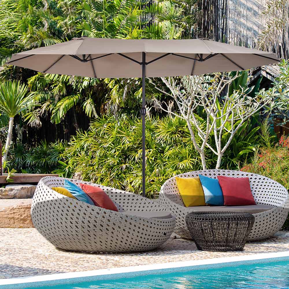 Outsunny 4.6m Garden Parasol Outdoor Tan Image 2