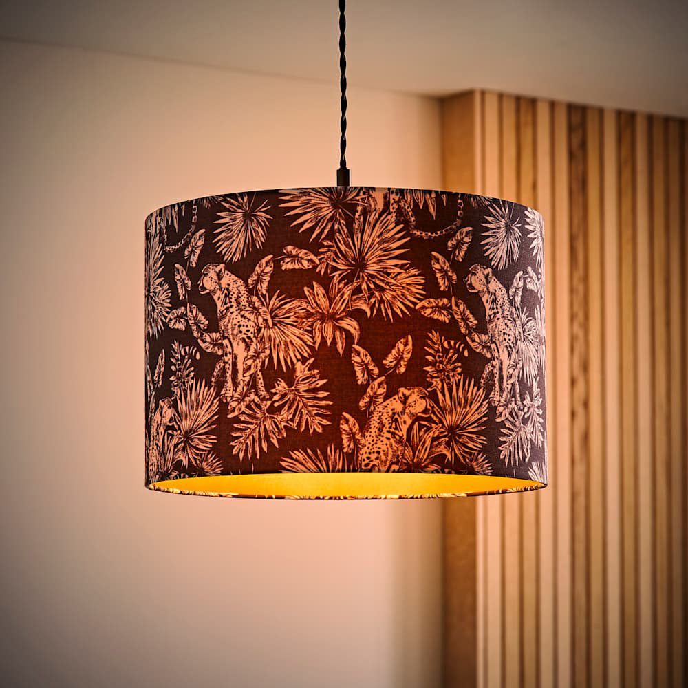 ValueLights Ariella Black Animal Print and Gold Inner Lamp Shade Image 2