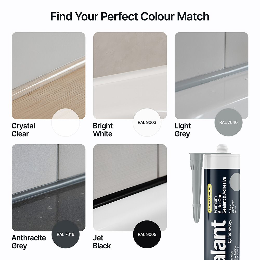 Hemway Premium All-in-One Light Grey Sealant and Adhesive 300ml 9 Pack Image 5