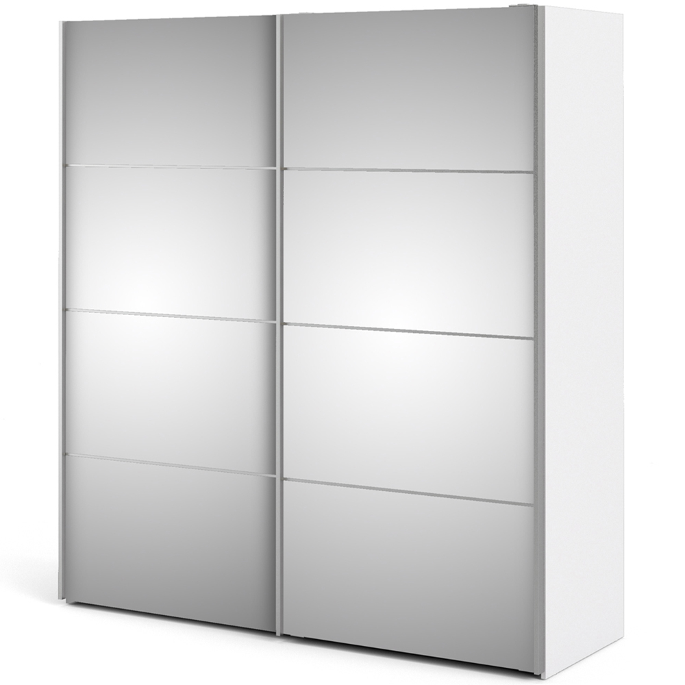 Verona 2 Door 5 Shelf White Mirrored Sliding Wardrobe Image 4