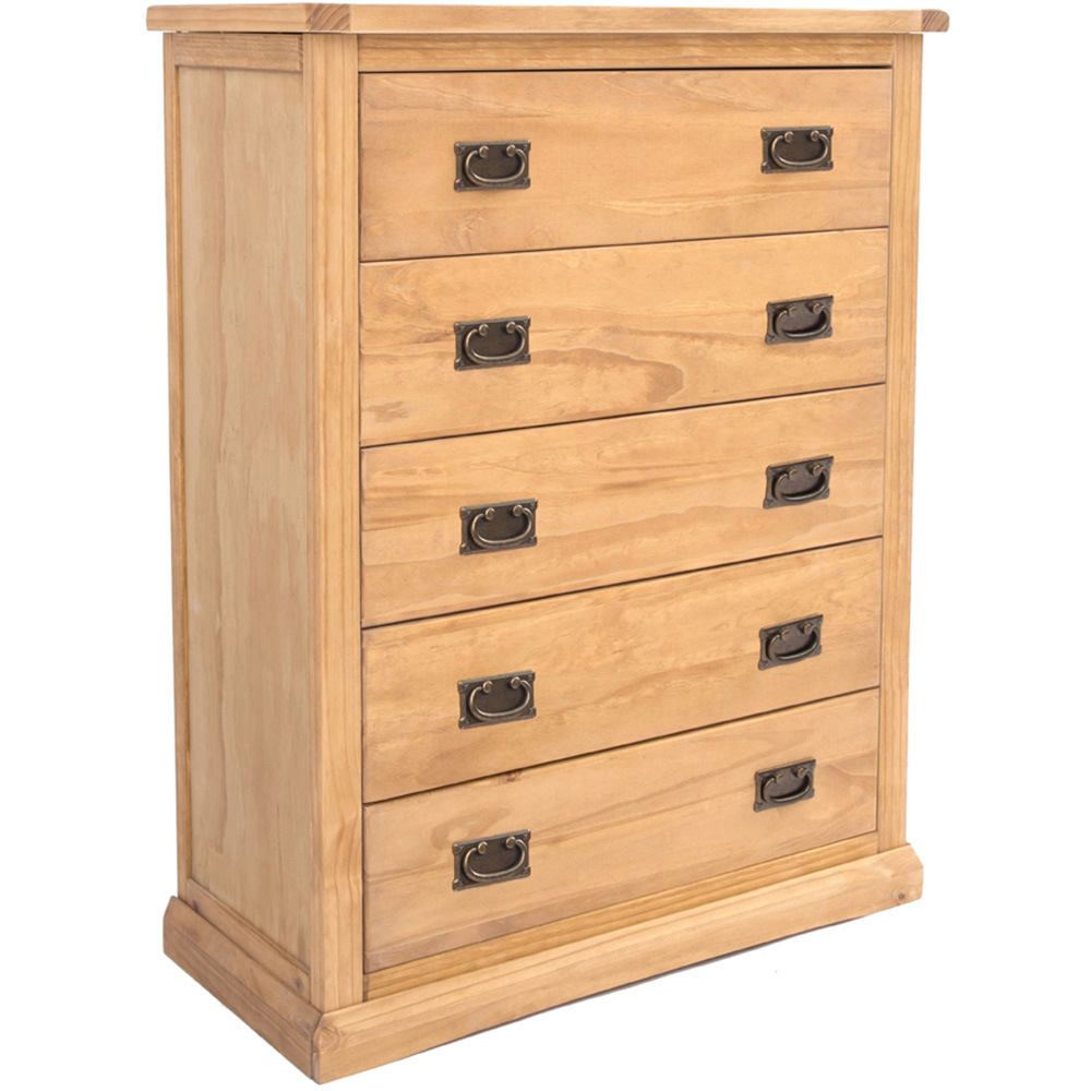 Cabinet Bits Lucca 5 Drawer Brown Brass Drop Handle Chest of Drawers Image 3