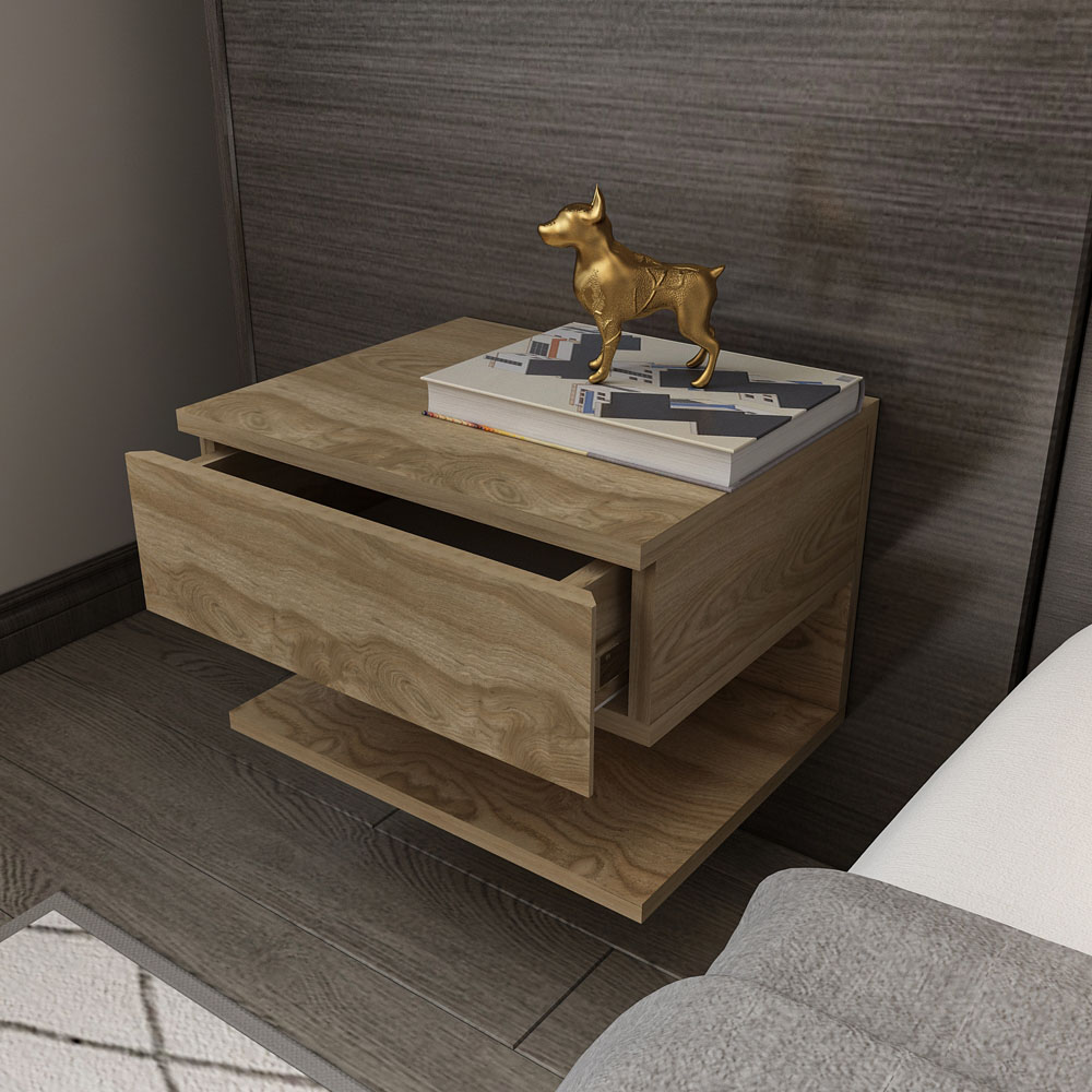 Decorotika Vivid Modern Single Drawer Sapphire Oak Bedside Table Image 6