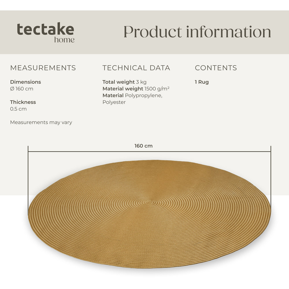 tectake Raya Round Jute Effect Boho Style Rug 160cm Image 8