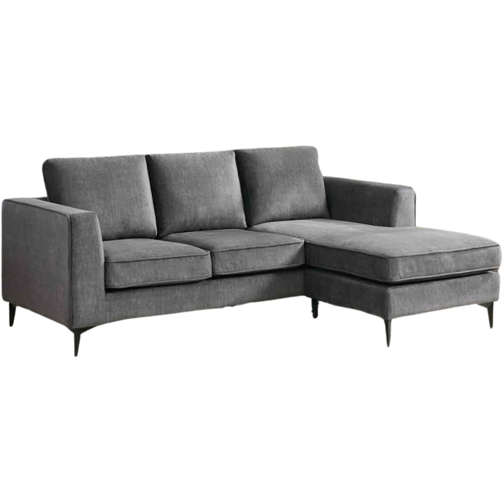 Brooklyn 3 Seater Graphite Grey L Shape Reversible Chaise Sofa Image 2