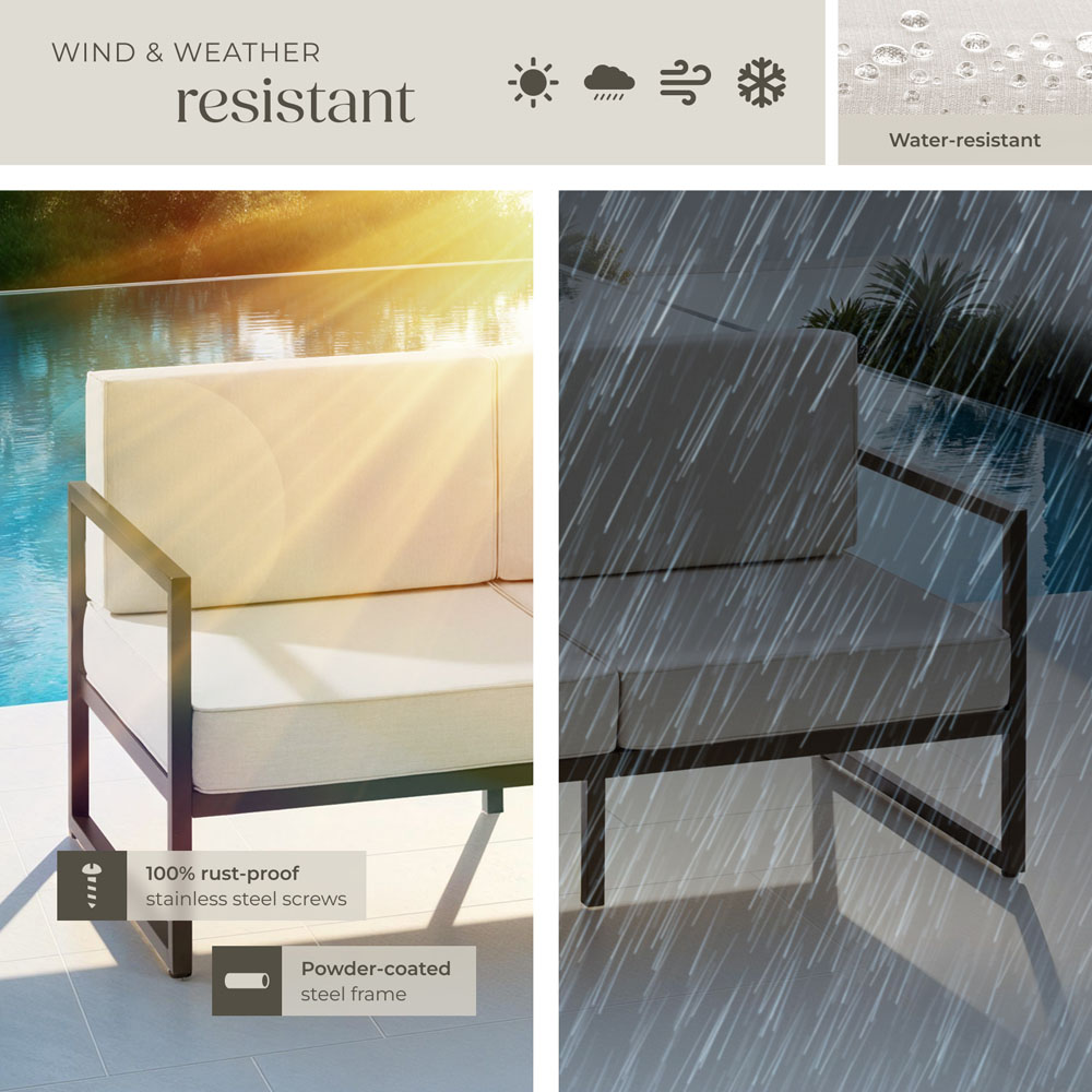 tectake Comosa 2 Seater Garden Sofa with Cushion Image 7