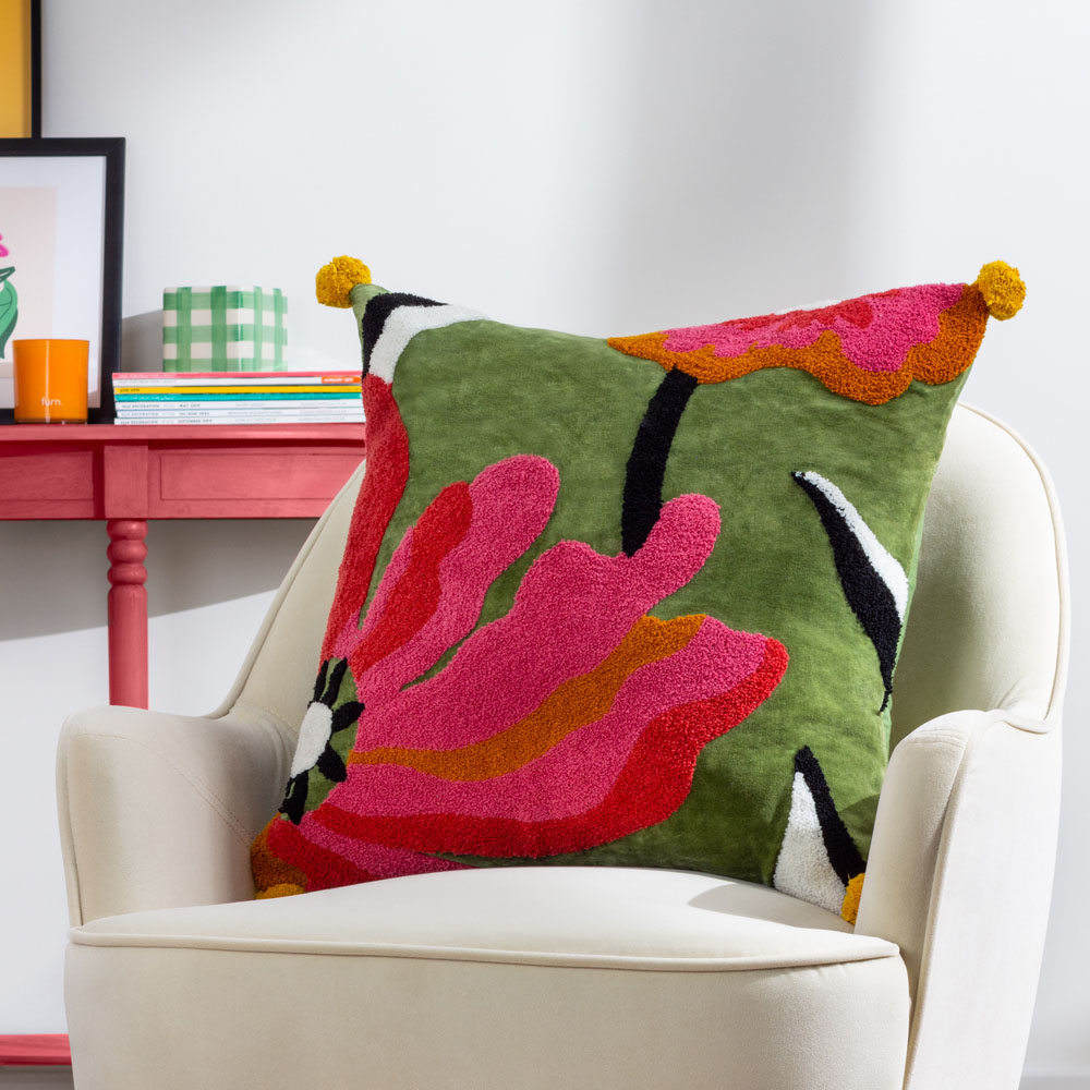 furn. Poppy Multicolour Embroidered Cushion Image 2