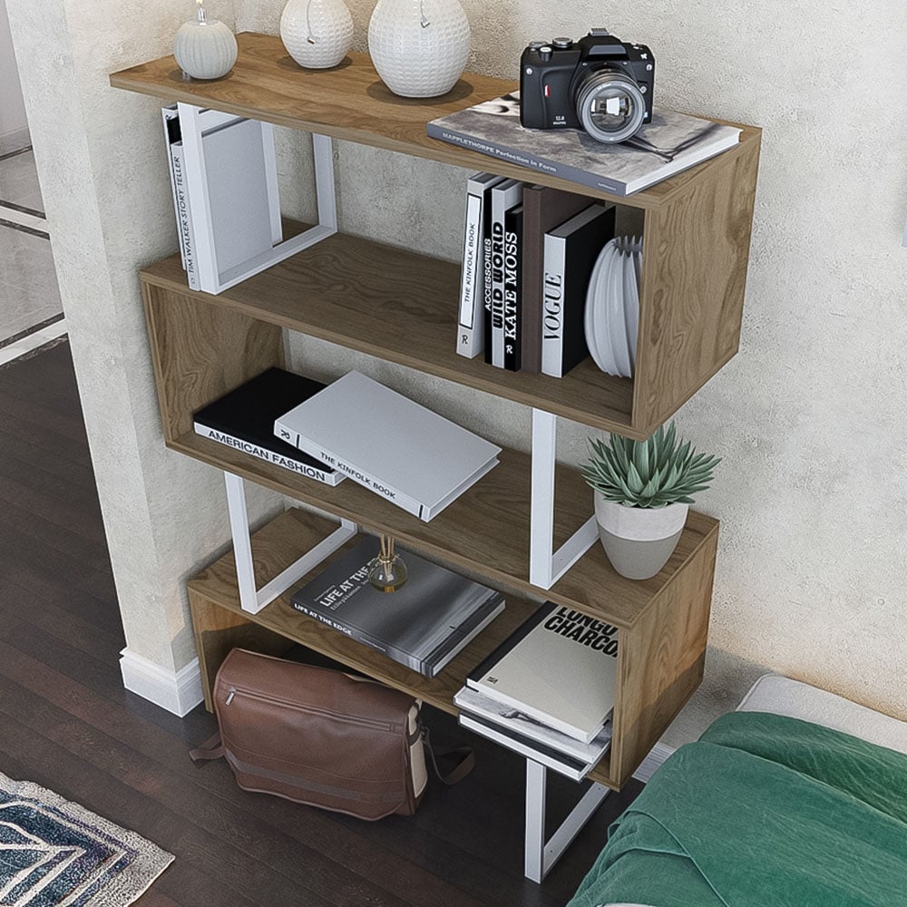 Decorotika Adriana 4 Tier White and Oud Bookcase Image 2