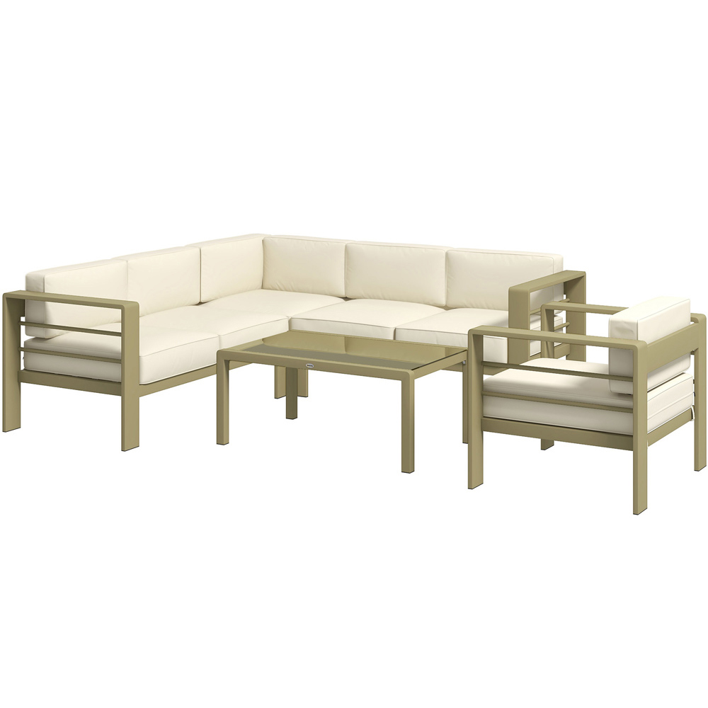 Outsunny 6 Seater Gold Aluminium Garden Sofa Set Image 2