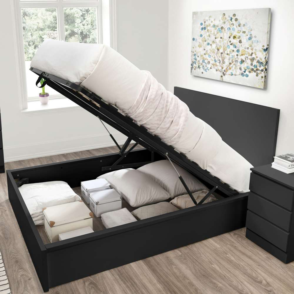 Oslo Double Black Ottoman Bed Image 8