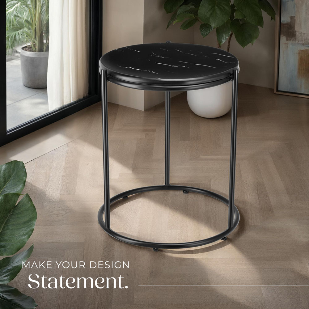 tectake Side Table Ellsa Black Marble Top Side Table Image 7