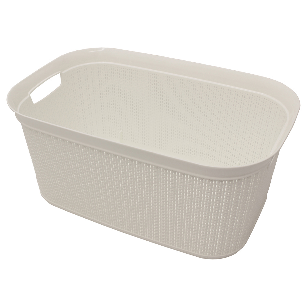 JVL Loop 38L White Laundry Basket Image 1