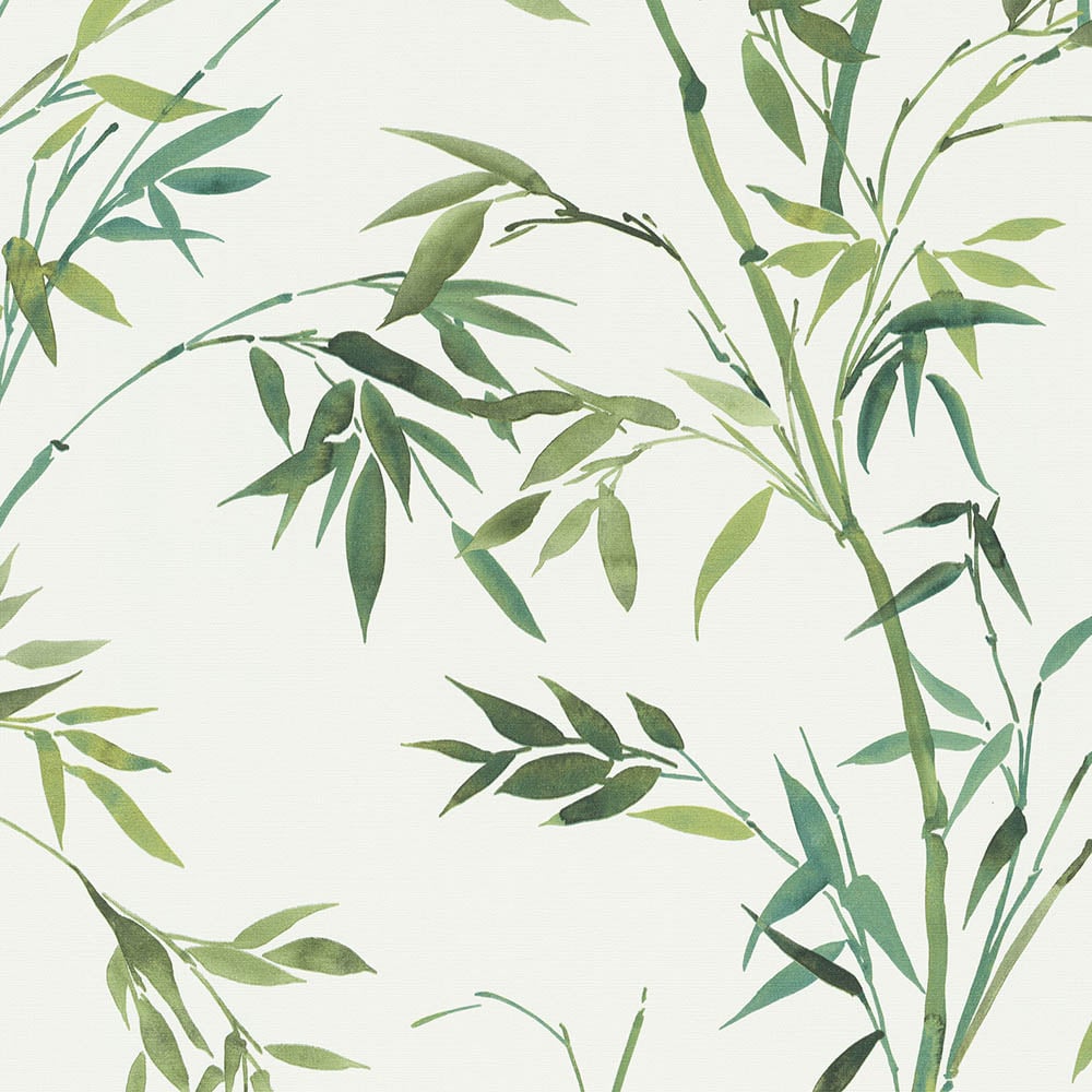 Erismann Elegant Bamboo Leaf Green and Neutral Wallpaper Image 1