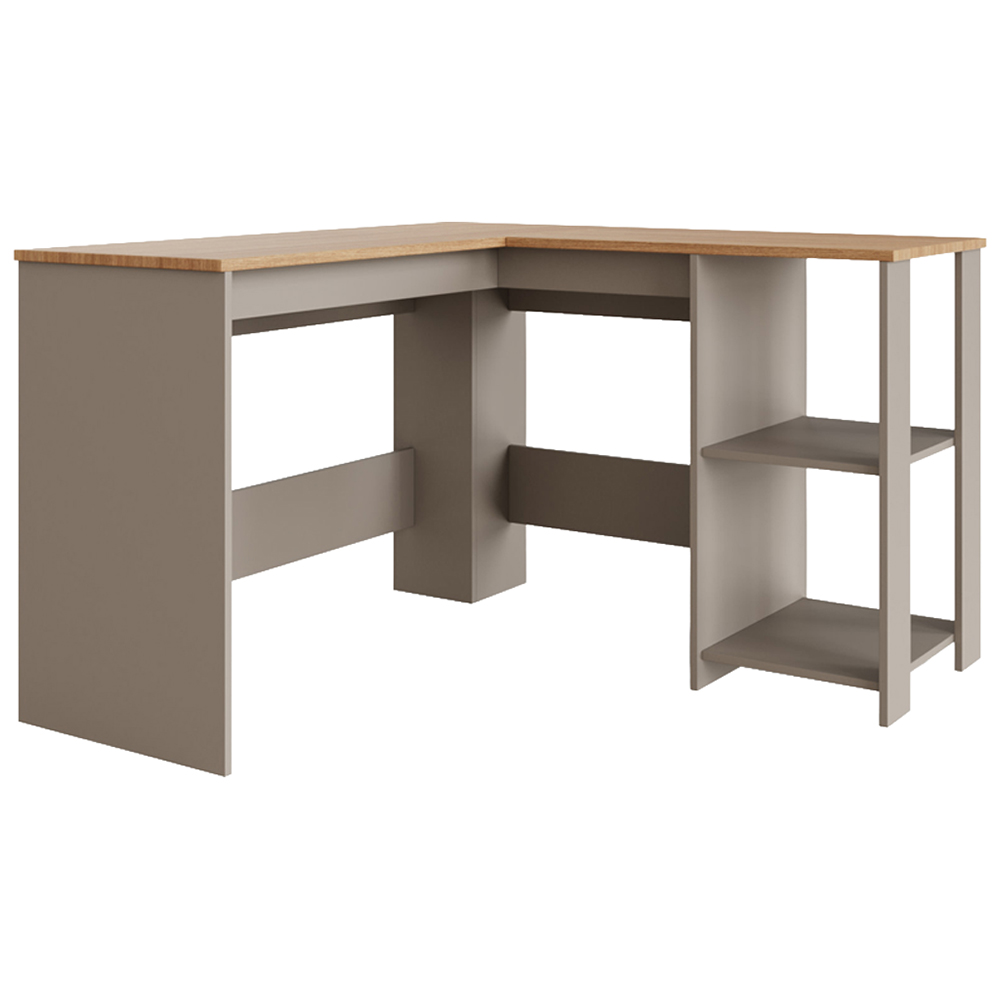 GFW Lancaster 2 Shelf Corner Computer Desk Grey Image 2