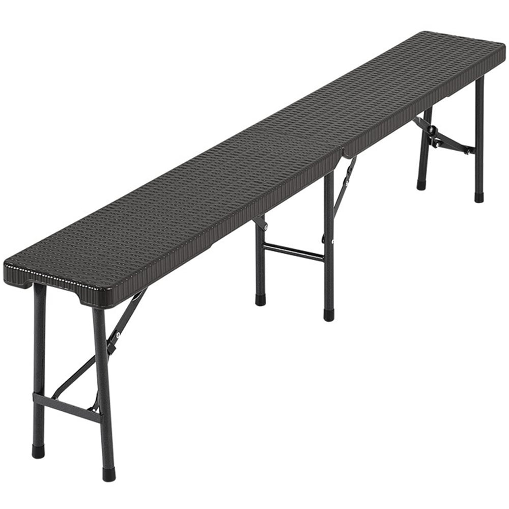 Living and Home Set of 2 Rattan Black Folding Bench Image 2