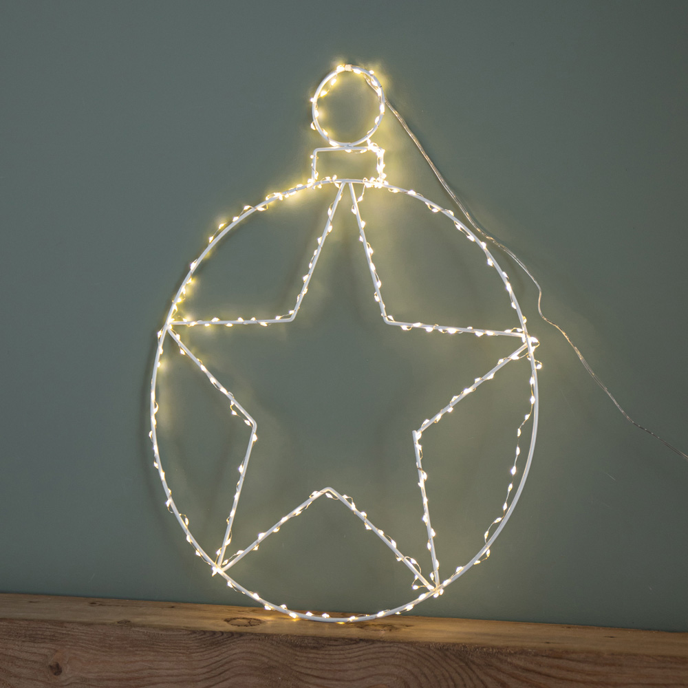 Samuel Alexander Warm White LED Light Up Star Bauble Hanging Christmas Decoration Image 7