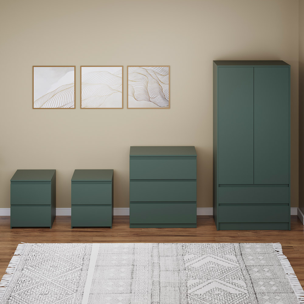 Vida Designs Denver Jasper Green 4 Piece Bedroom Furniture Set Image 3
