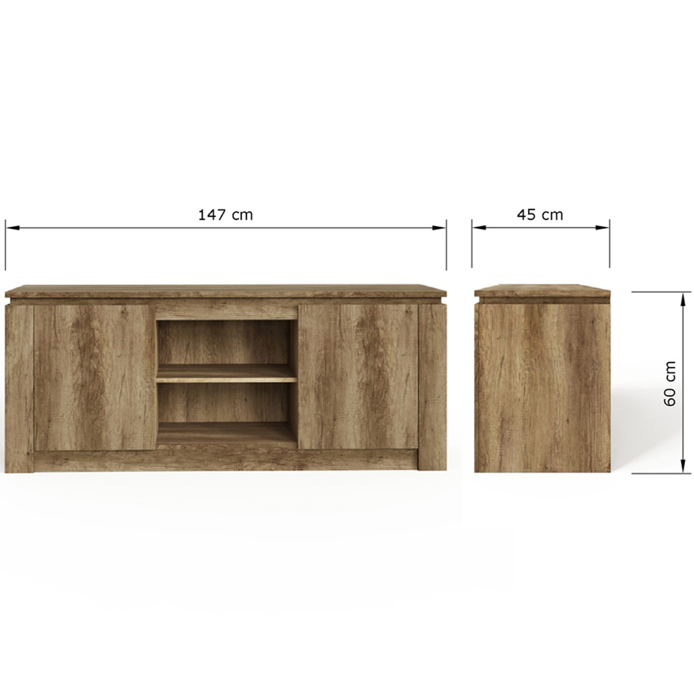 GFW Canyon 2 Door 2 Shelf Oak TV Unit Image 9