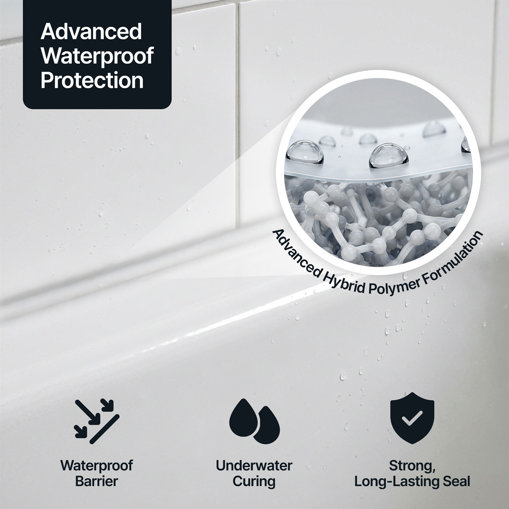 Hemway Crystal Clear All-in-One Kitchen and Bathroom Hybrid Polymer Sealant and Adhesive 300ml Image 4