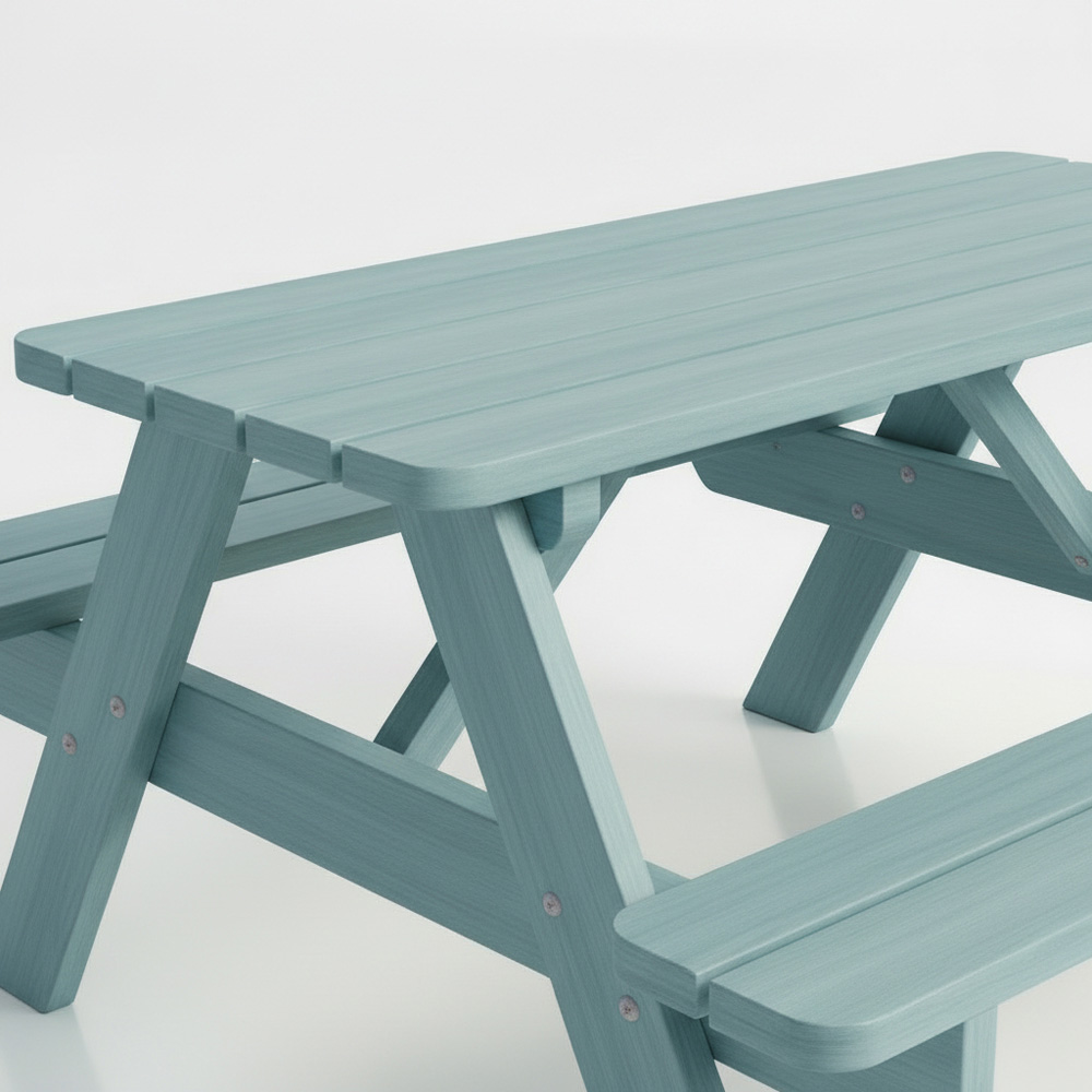 AMATA Children's Sage Blue Classic Wooden Picnic Table Image 3