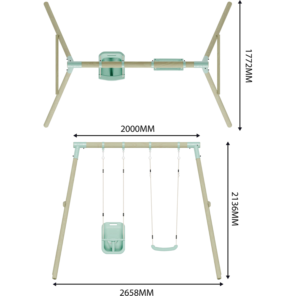 Mercia Wooden Round Pole Single Swing and Baby Seat Swing Set Image 7