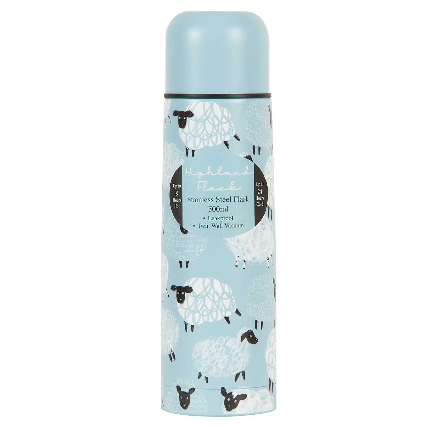 Highland Flock Printed Stainless Steel Flask - Blue Image 1