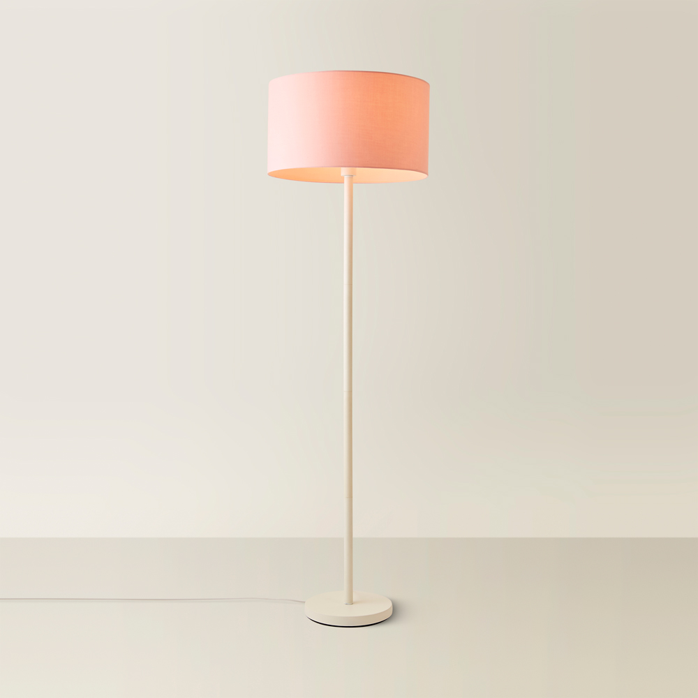 ValueLights Charlie Blush Drum Shade White Floor Lamp and Bulb Image 5